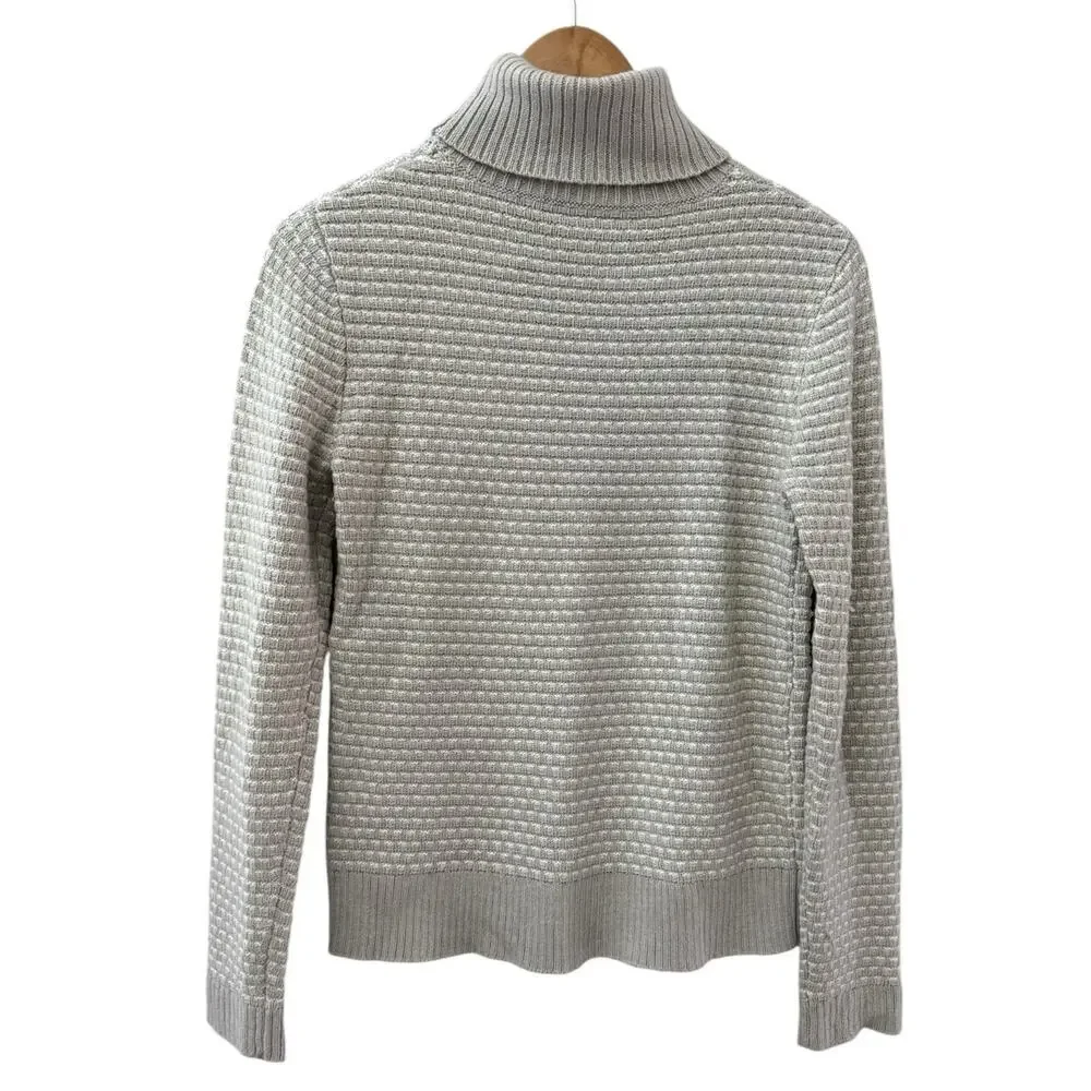 J. Crew Waffle Knit Textured Turtleneck Sweater Mushroom‎ Gray Size XS